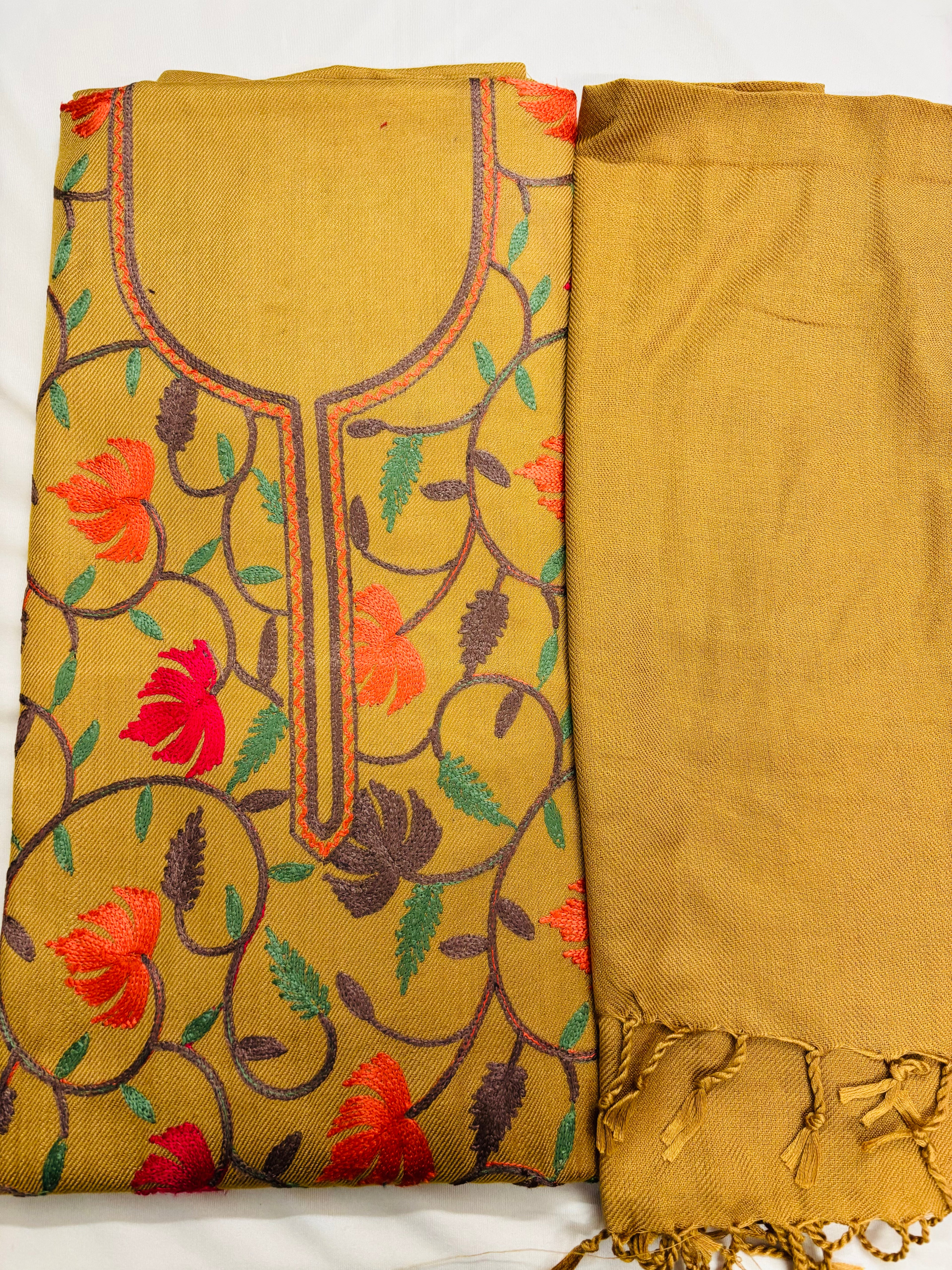 Mustard Kashmiri Embroidered Suit