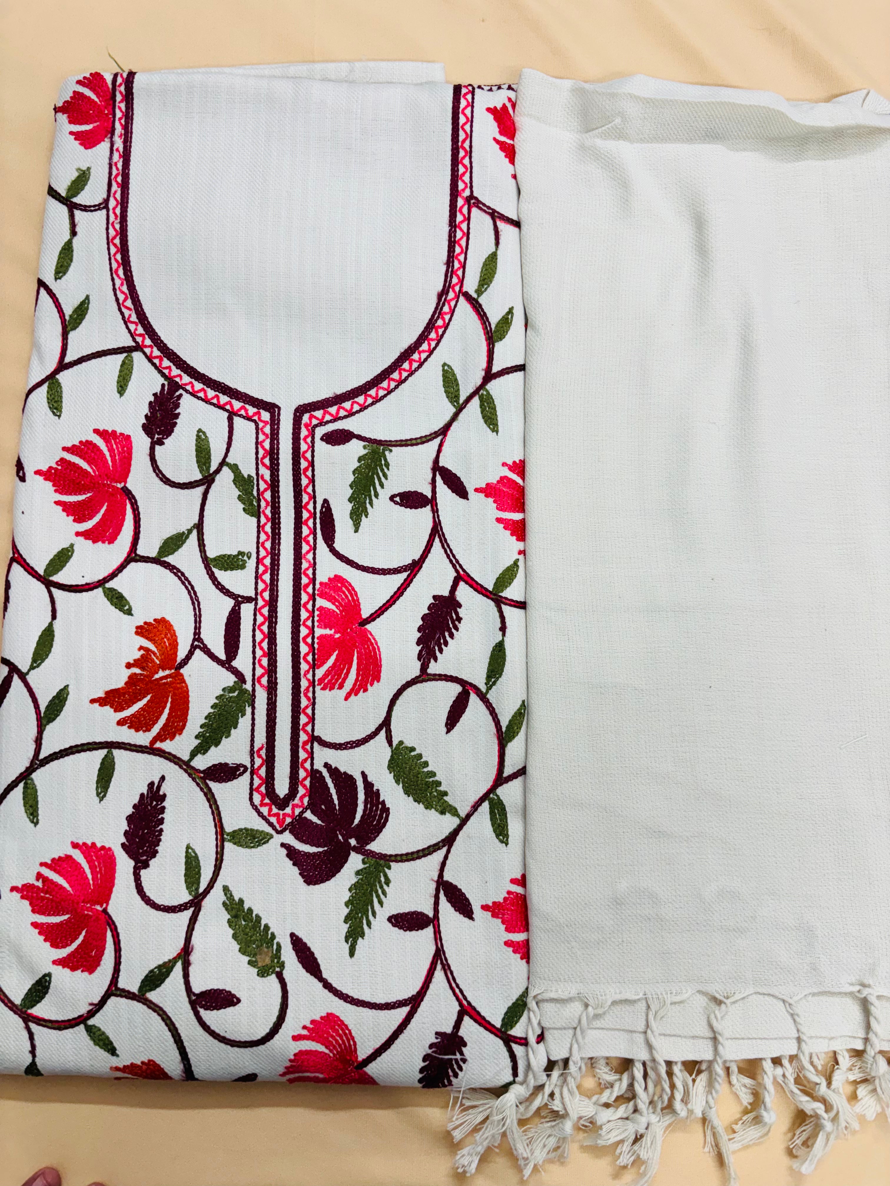 White Kashmiri Embroidered Suit
