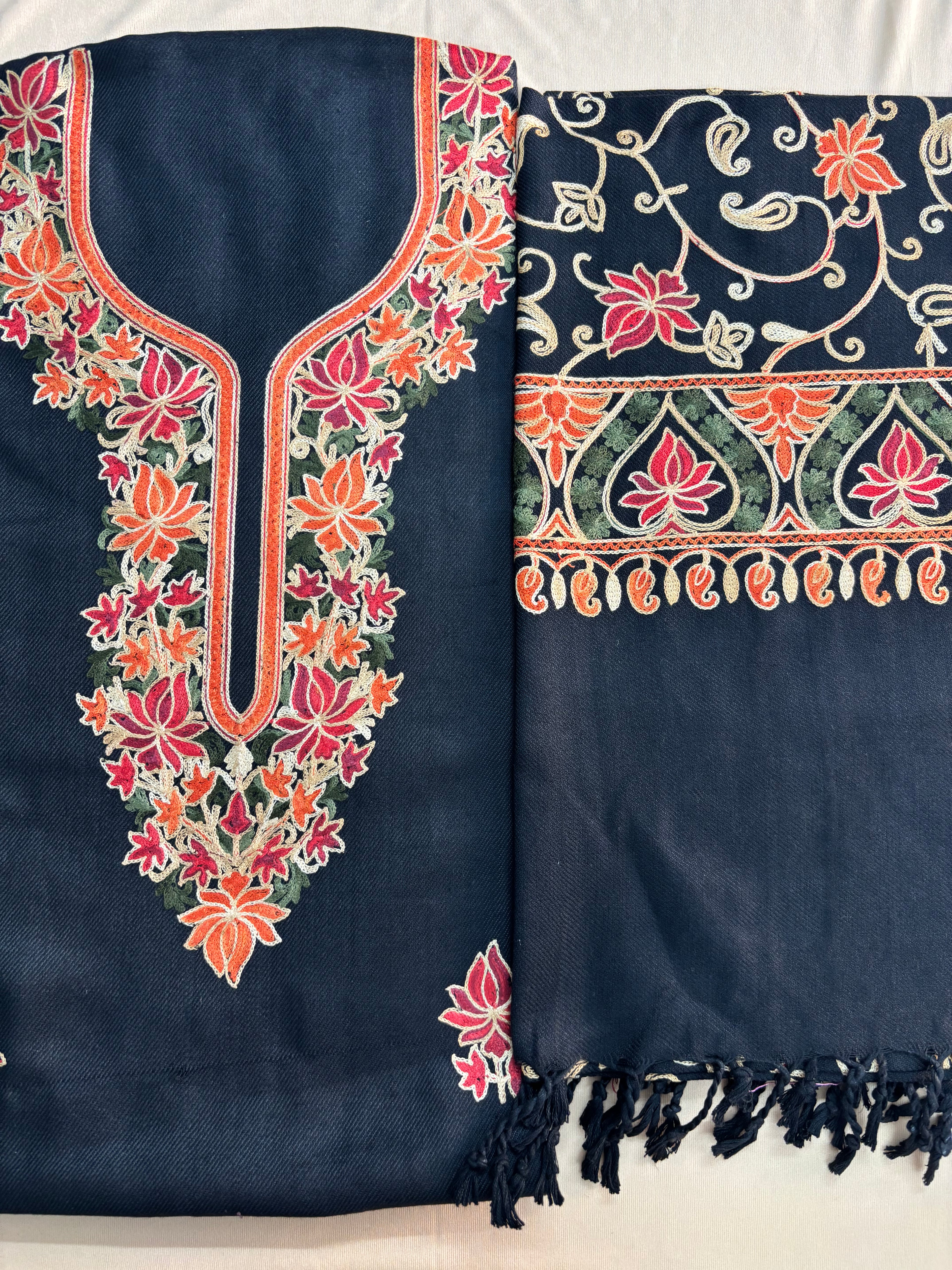 Kashmiri Suit with Embroidered Shawl