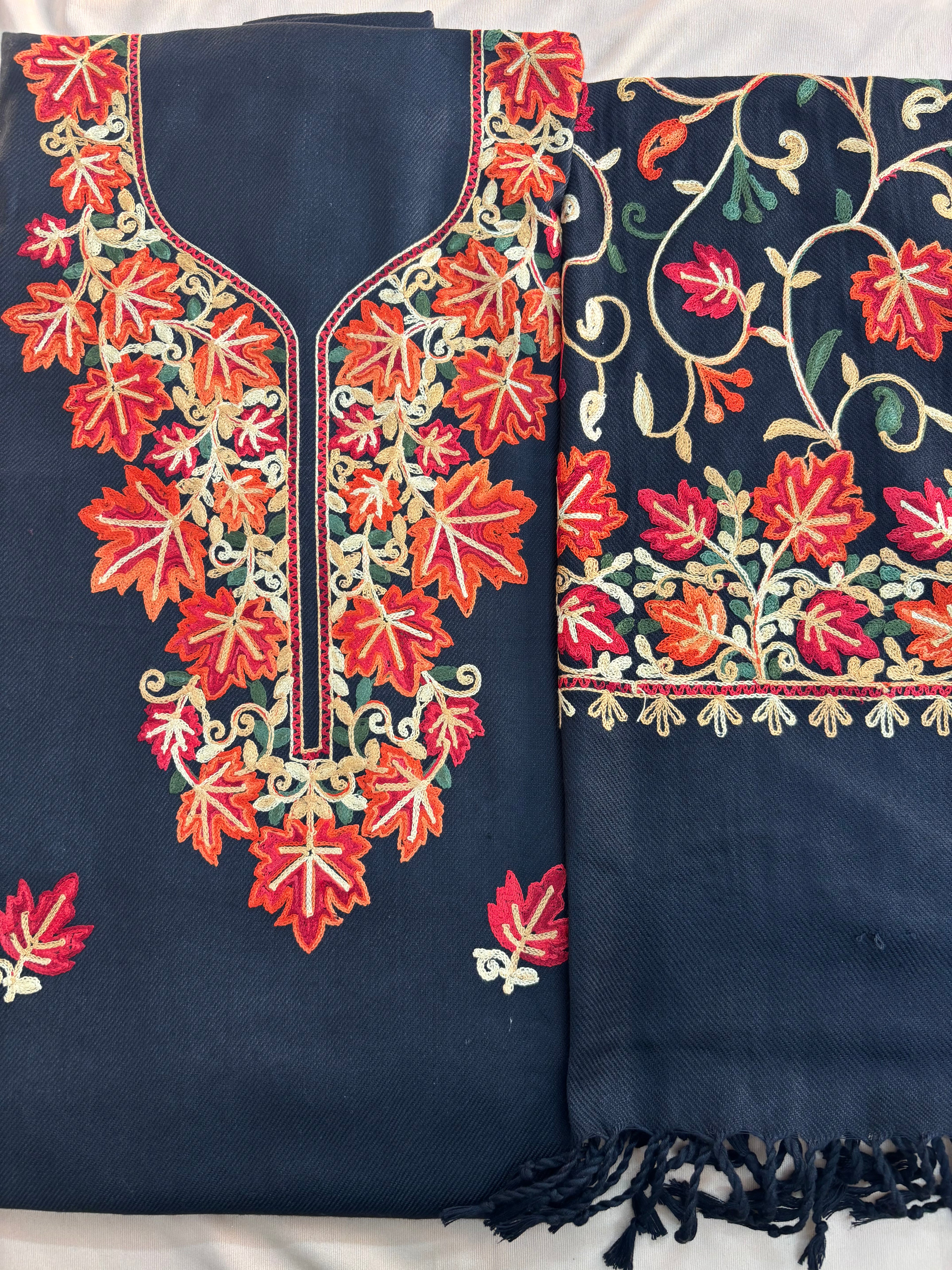 Kashmiri Suit with Embroidered Shawl