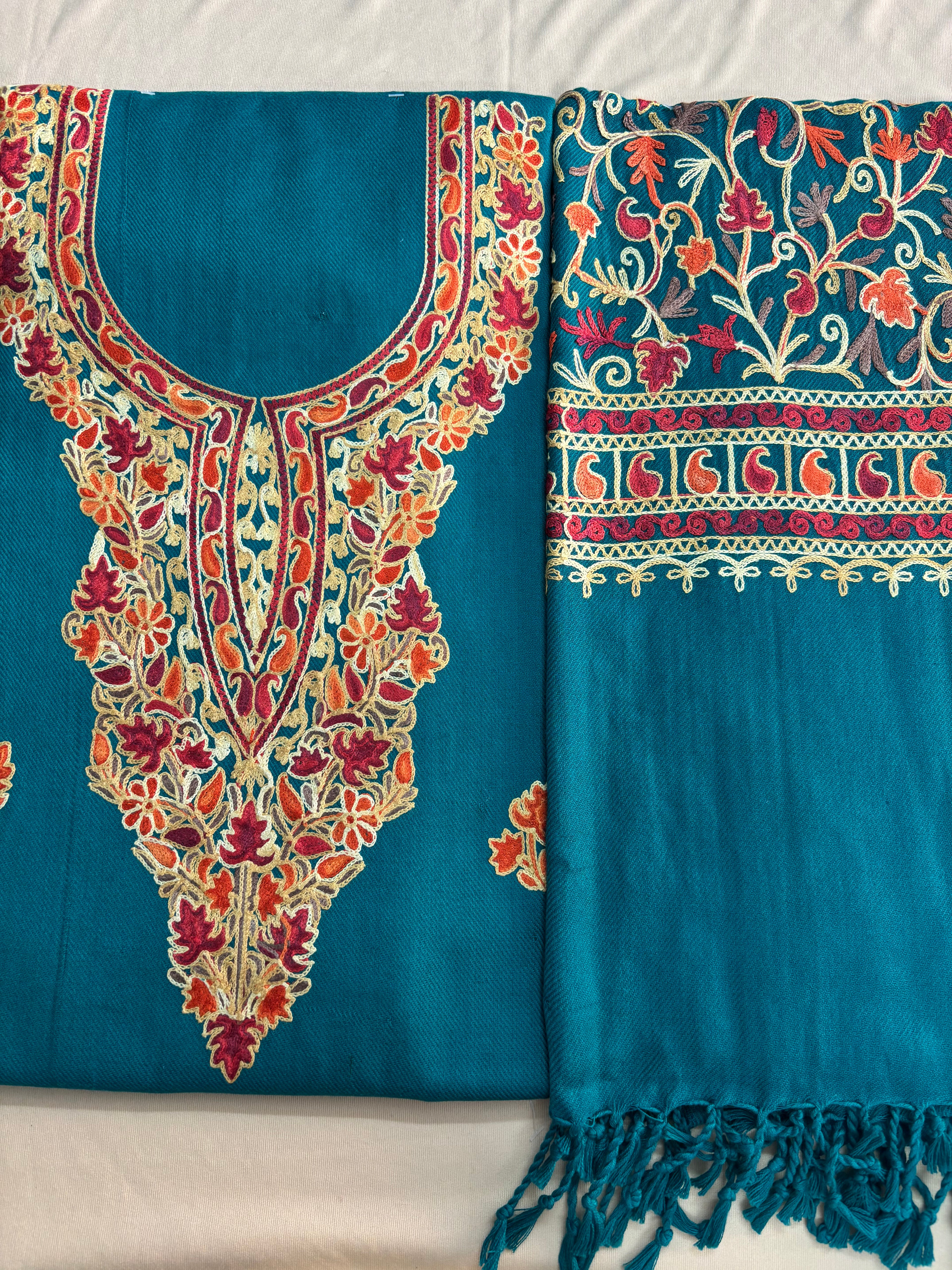 Kashmiri Suit with Embroidered Shawl