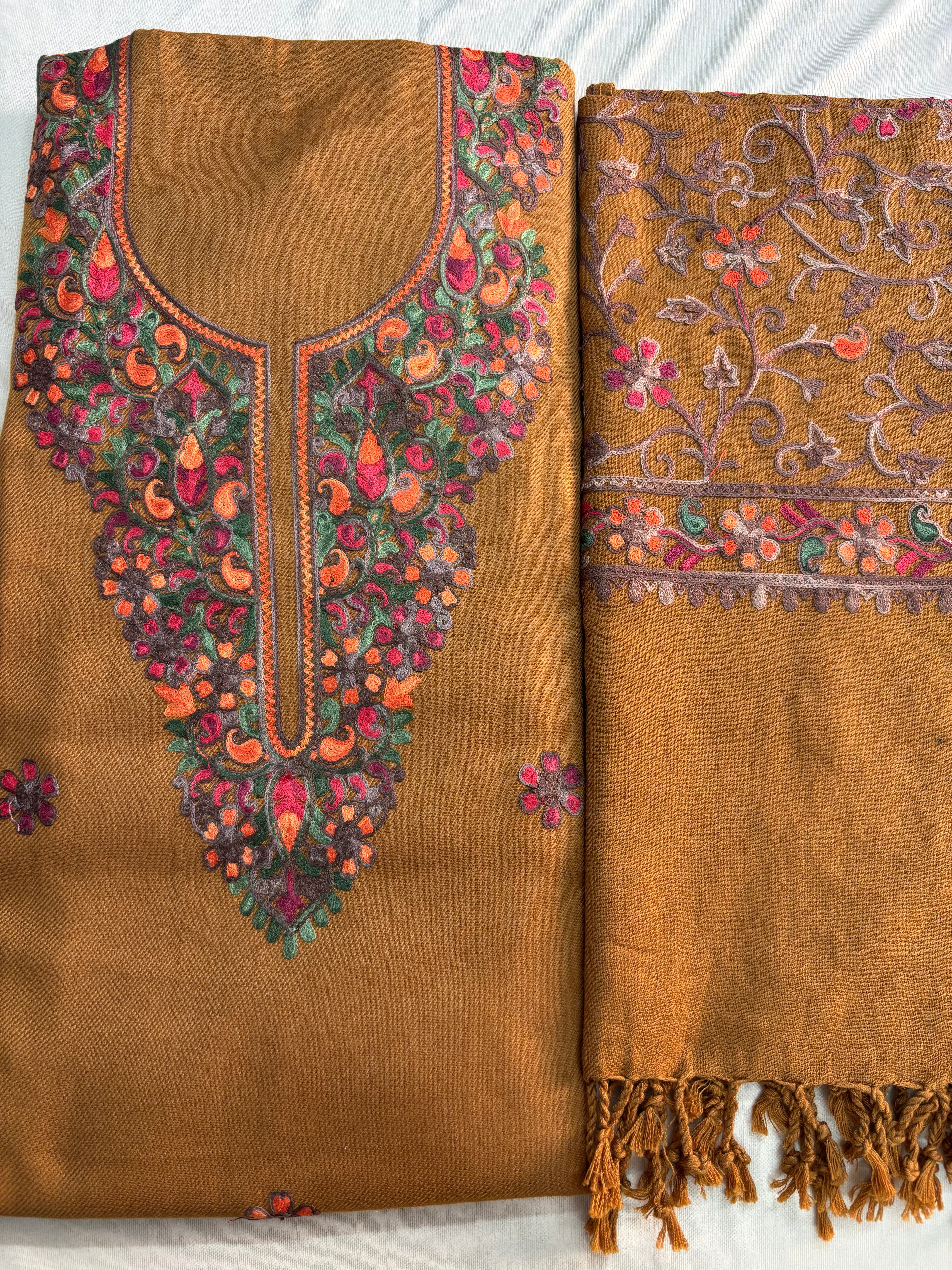 Kashmiri Suit with Embroidered Shawl