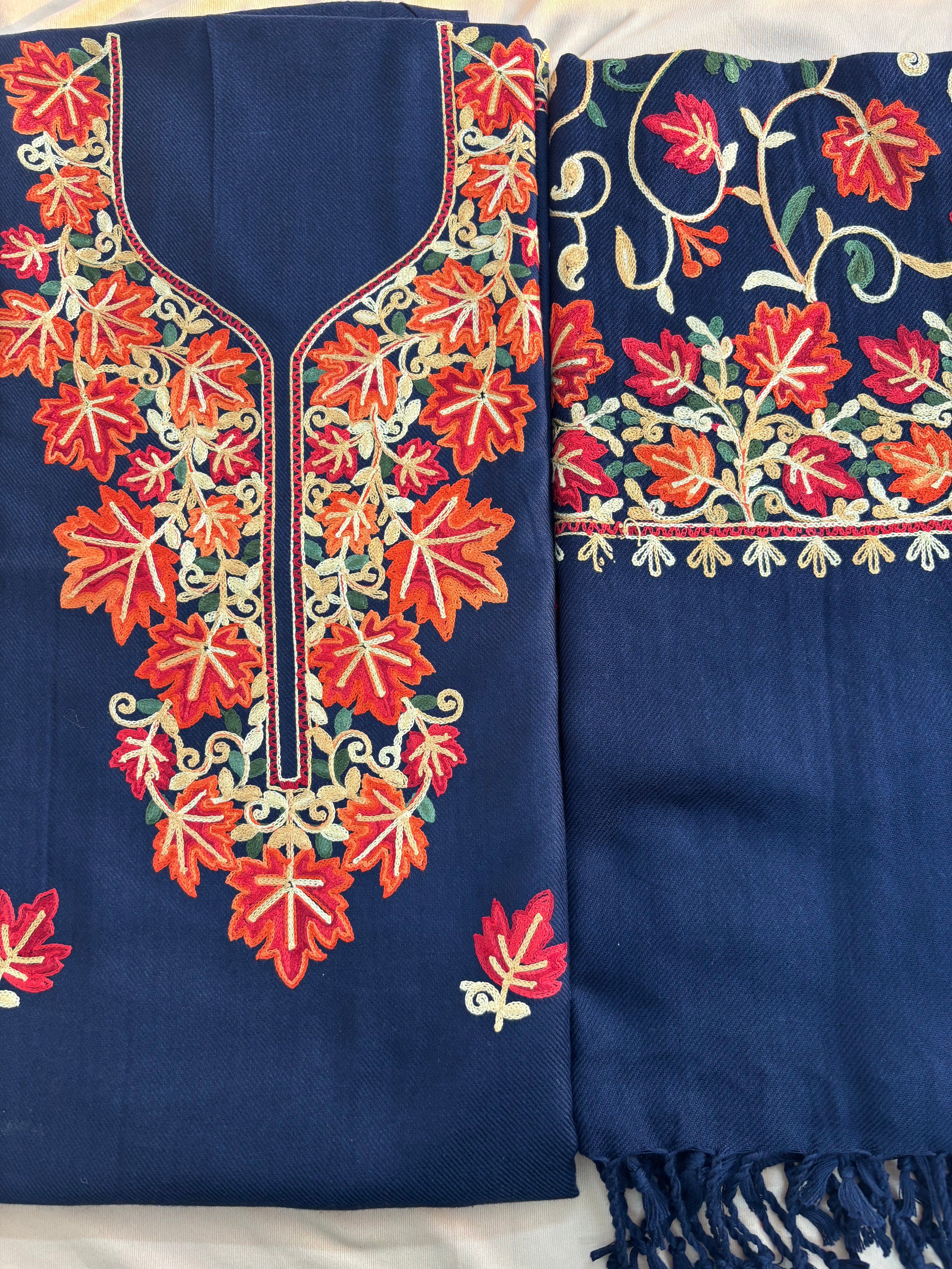 Kashmiri Suit with Embroidered Shawl