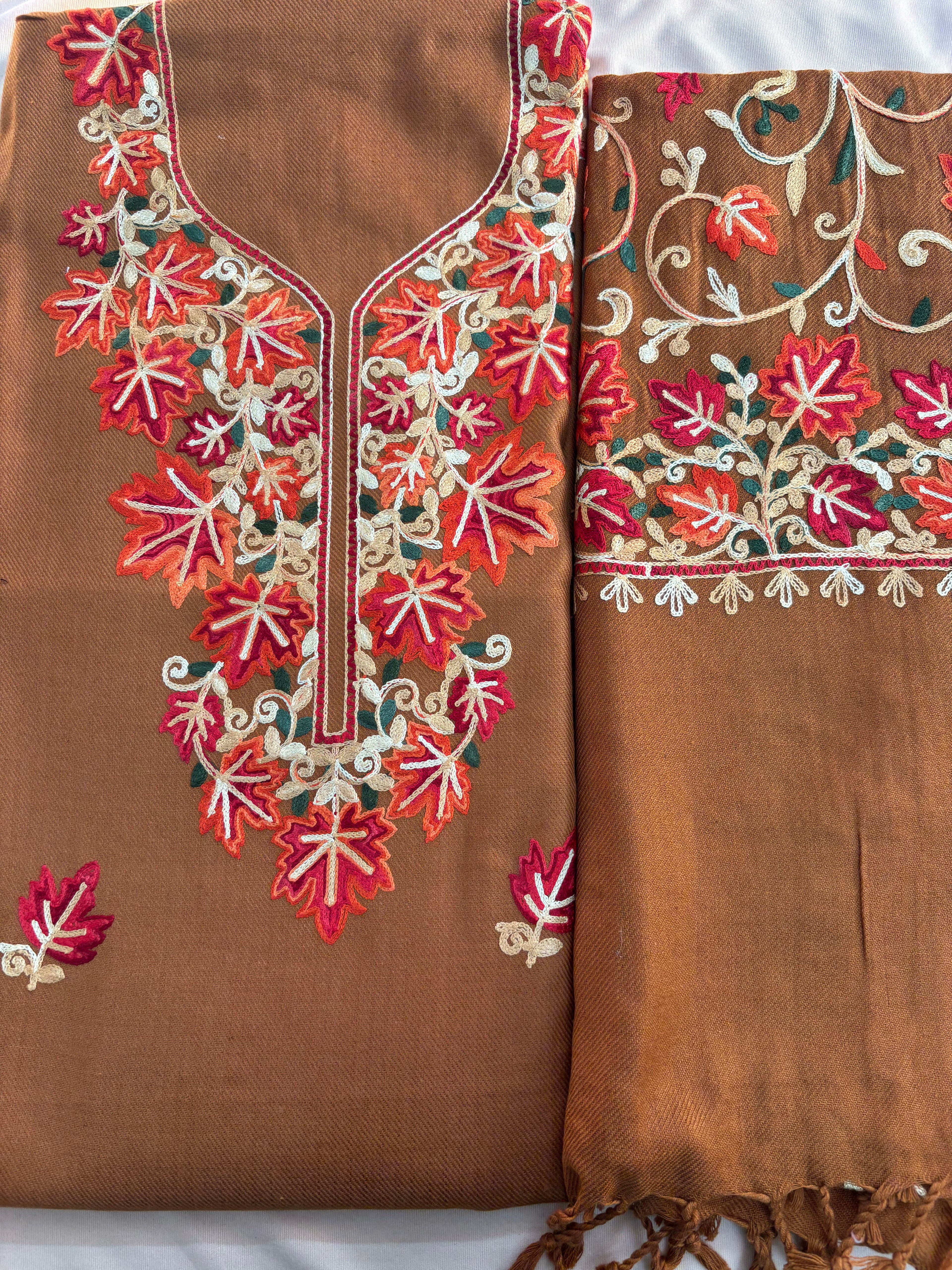 Kashmiri Suit with Embroidered Shawl