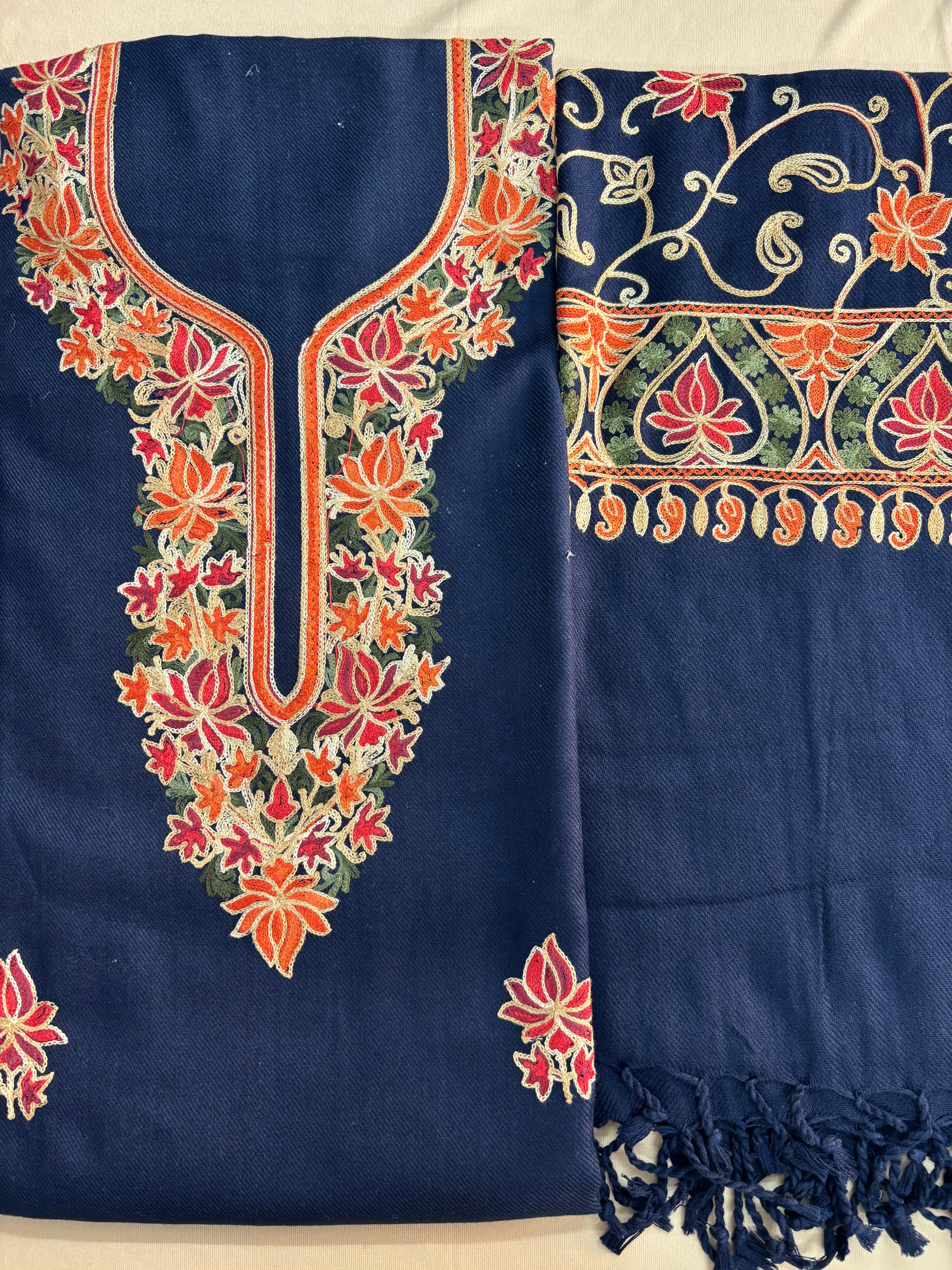 Kashmiri Suit with Embroidered Shawl