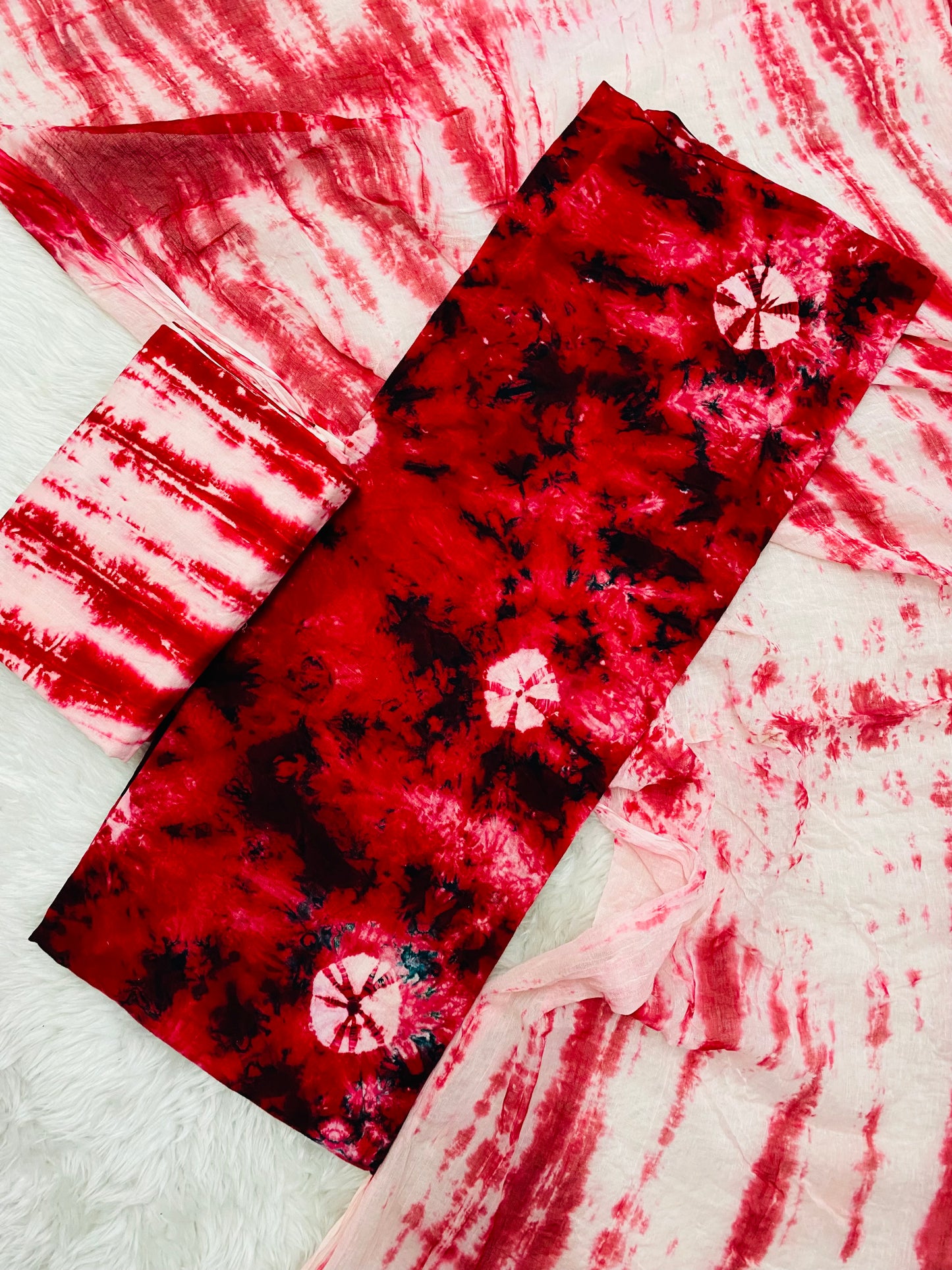 Red Tie Die Cotton Suit