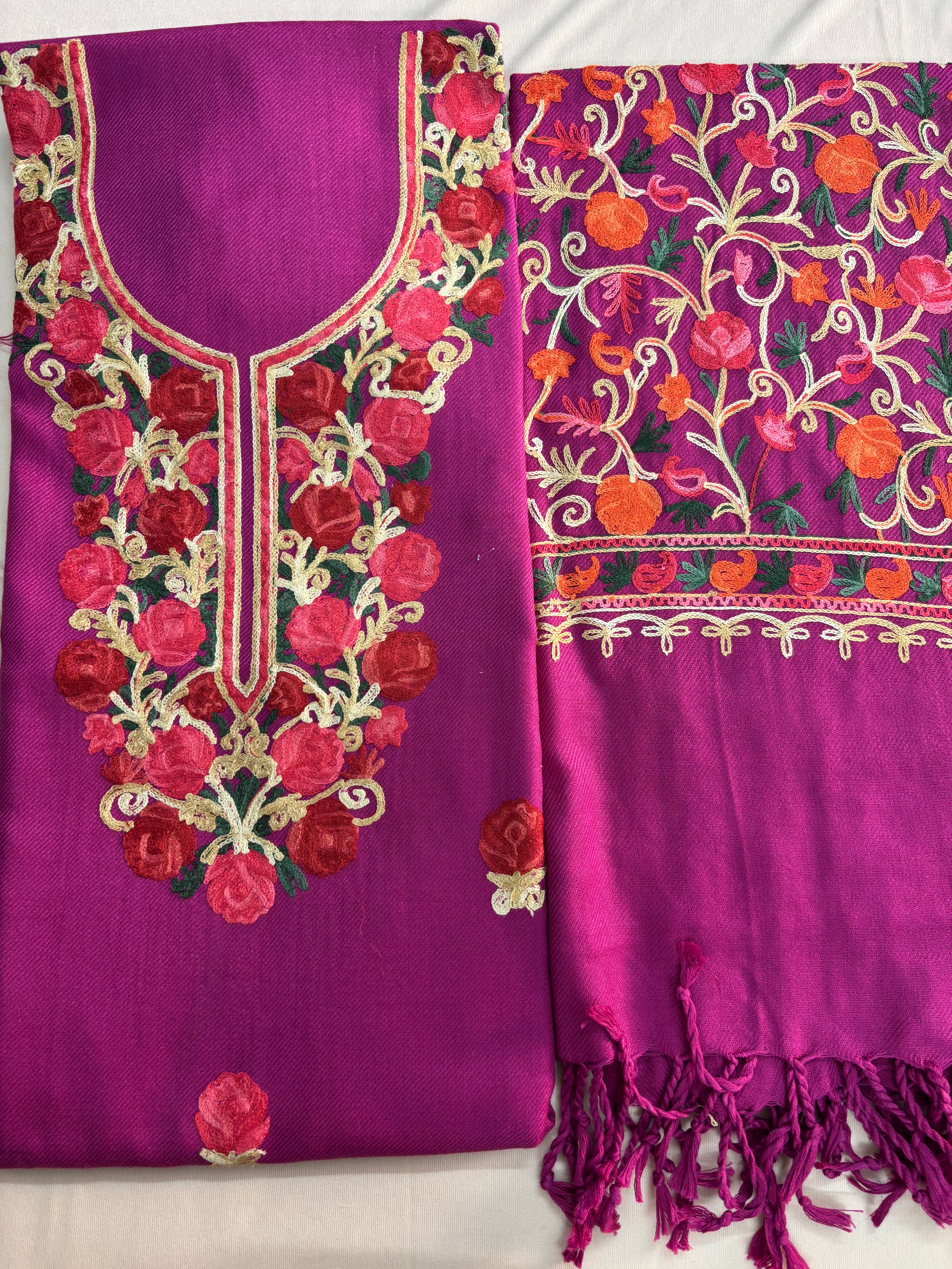 Kashmiri Suit with Embroidered Shawl