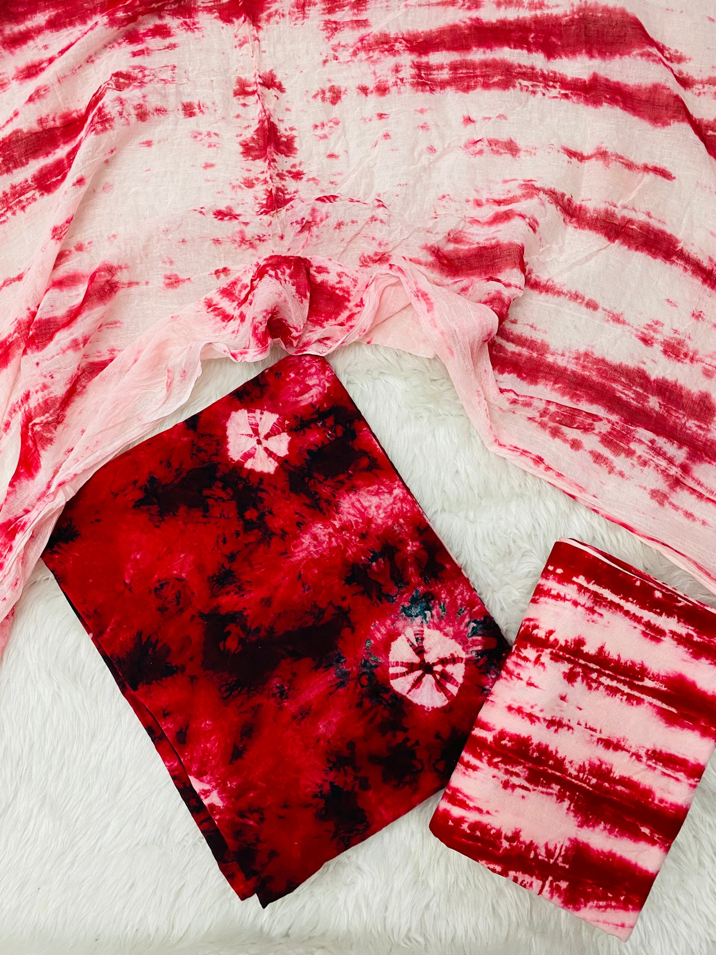 Red Tie Die Cotton Suit