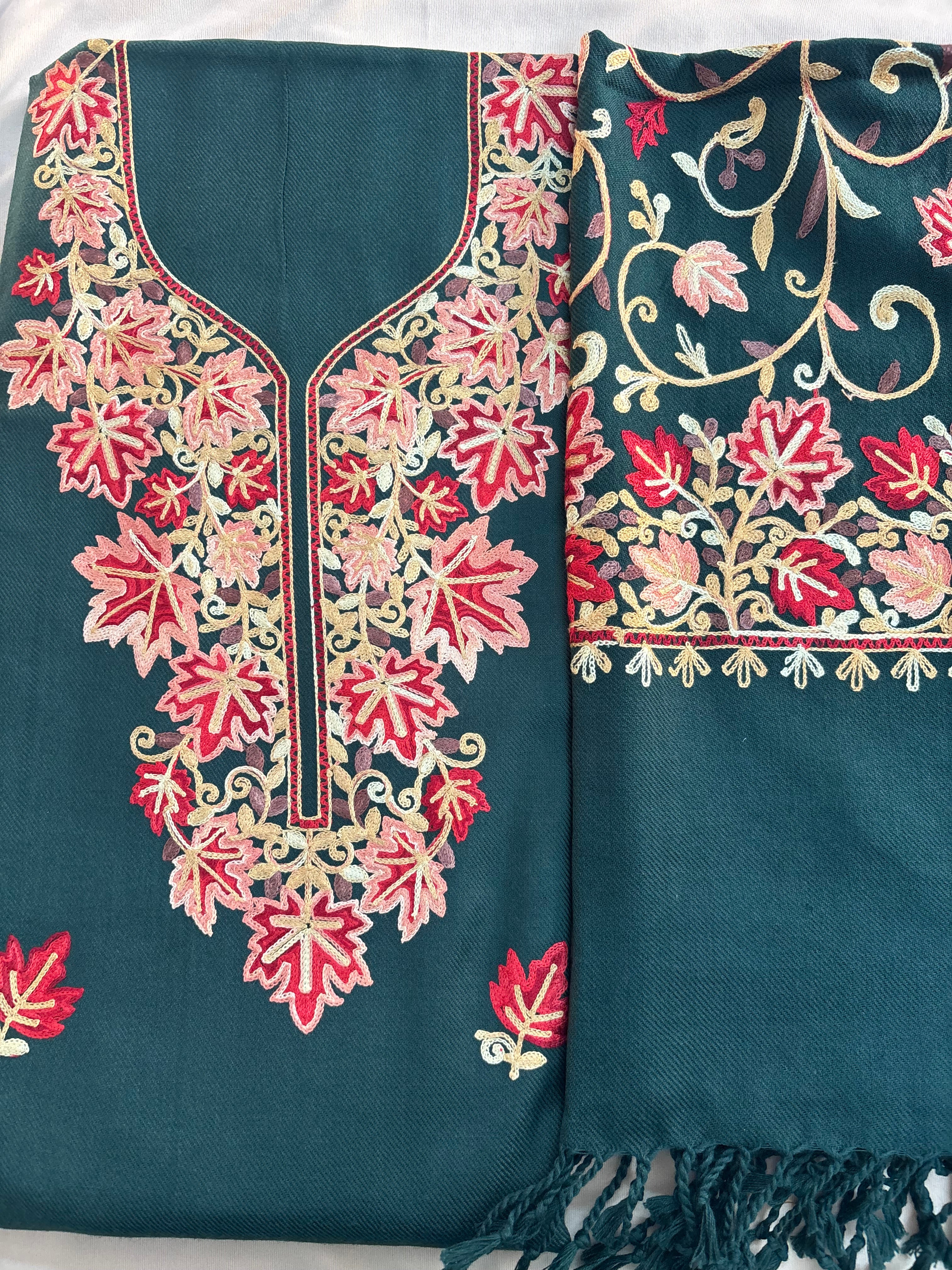 Kashmiri Suit with Embroidered Shawl