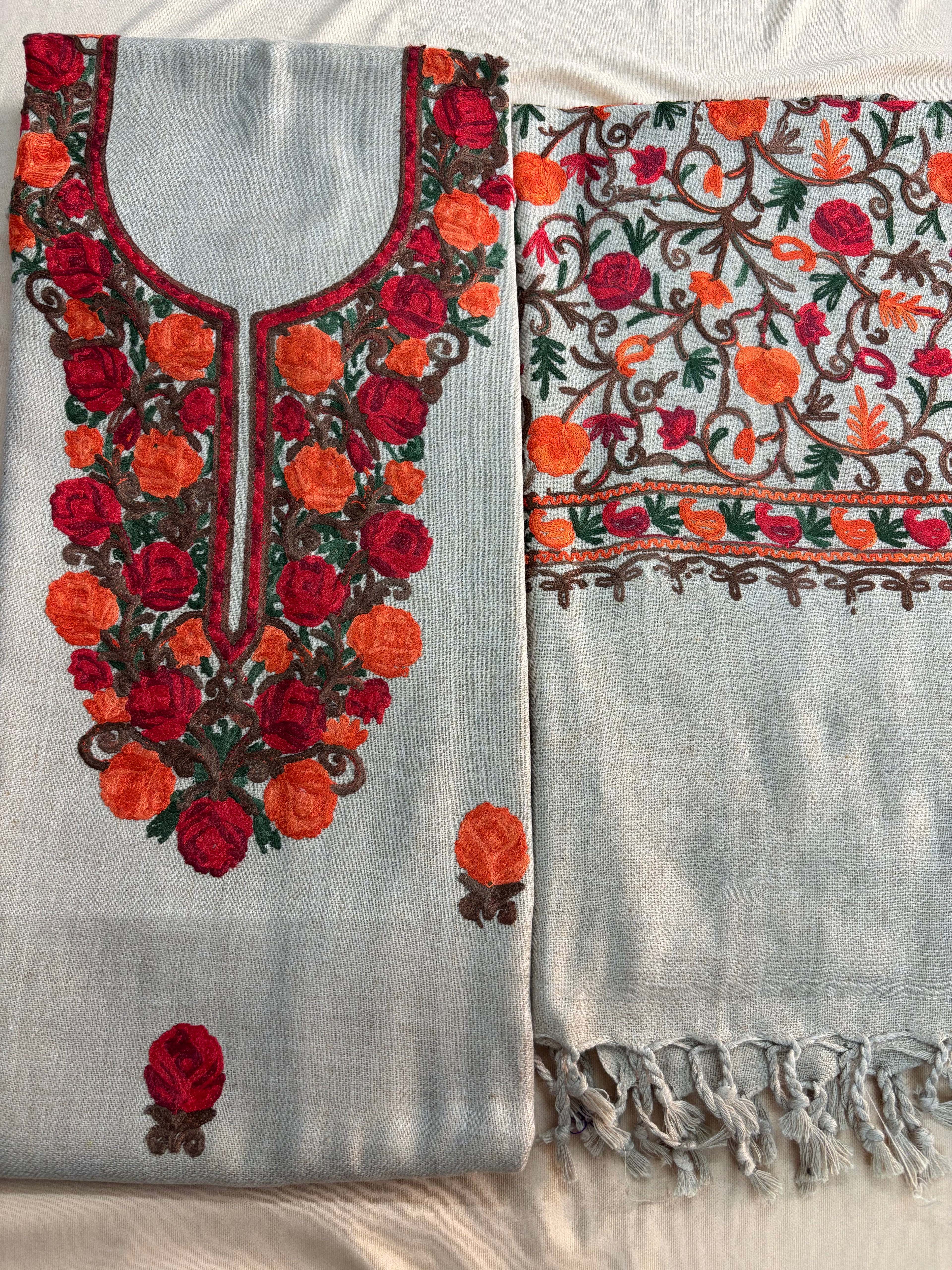 Kashmiri Suit with Embroidered Shawl