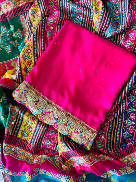 Hot Pink Pakistani Dupatta Suit set