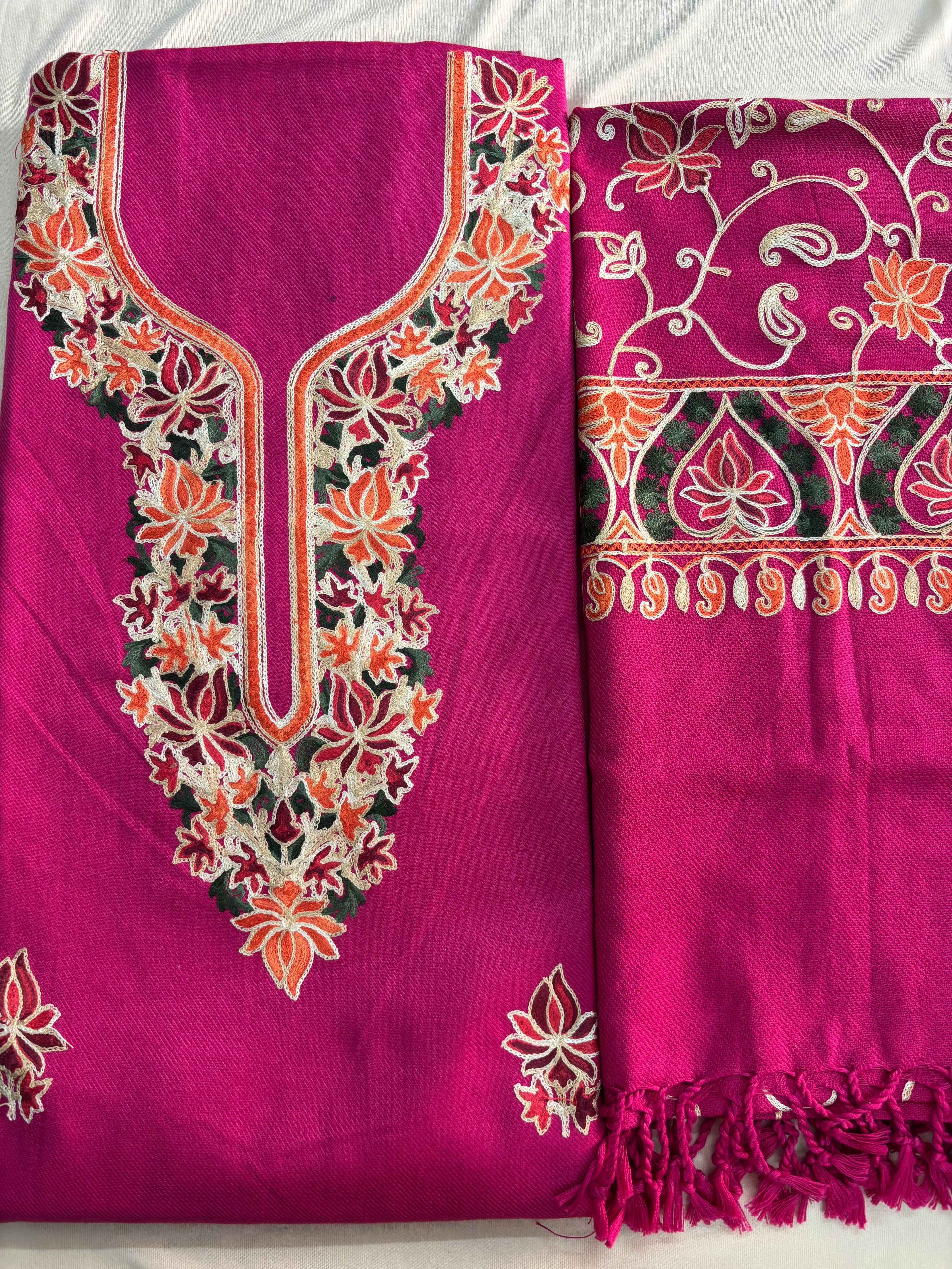 Kashmiri Suit with Embroidered Shawl