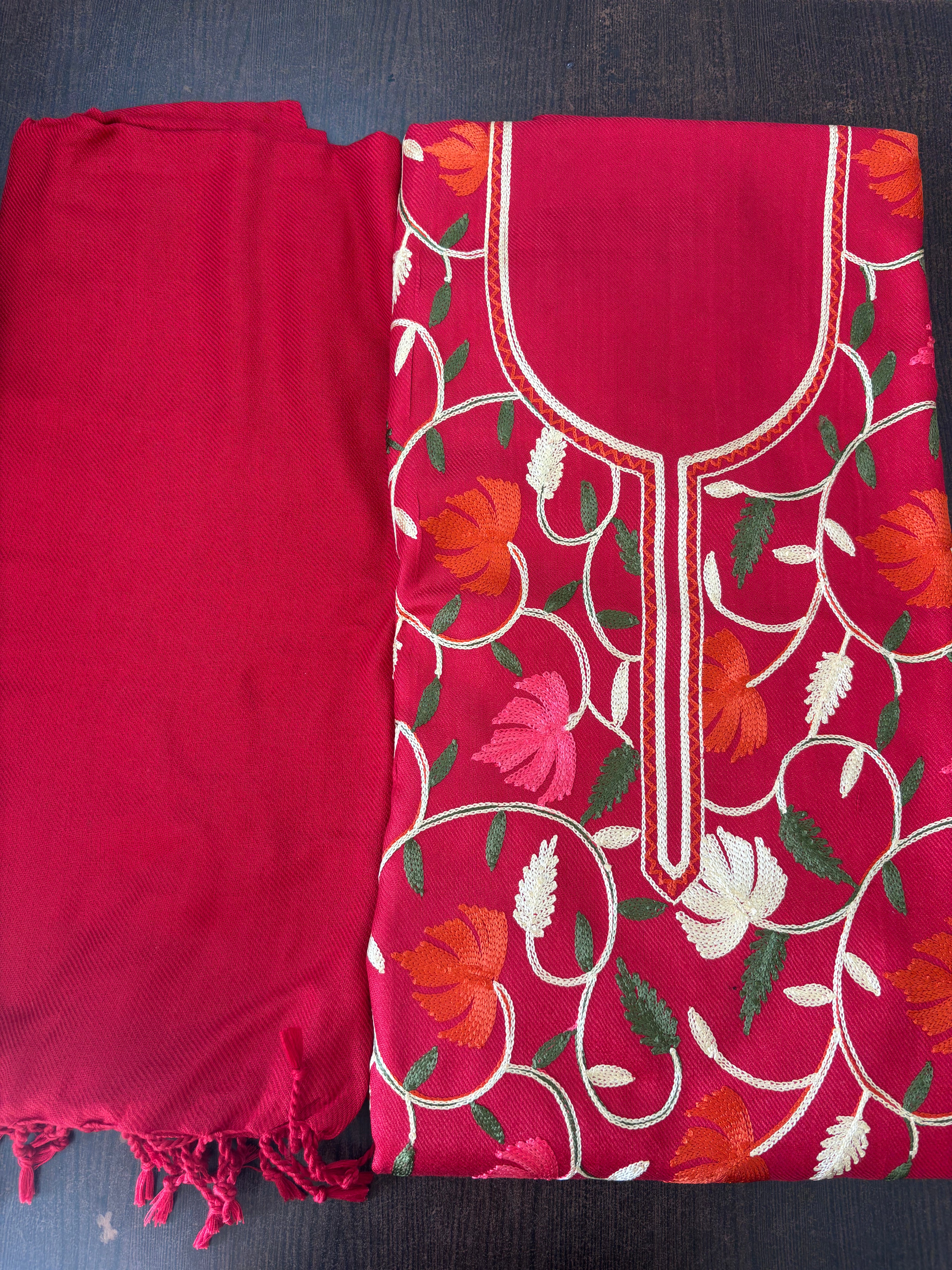 Red Kashmiri Embroidered Suit